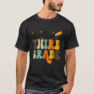 Groovy Hello Third Grade Vibes Retro Teachers Back T-Shirt
