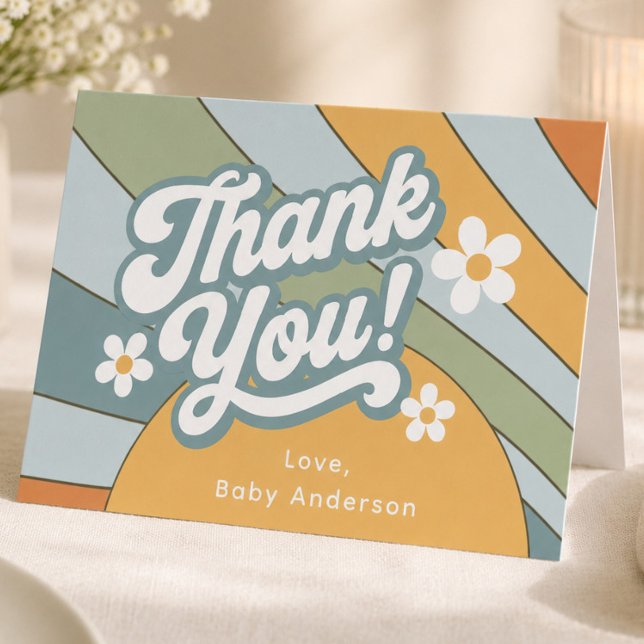 Groovy Here Comes the Son Thank You Card (Creator Uploaded)