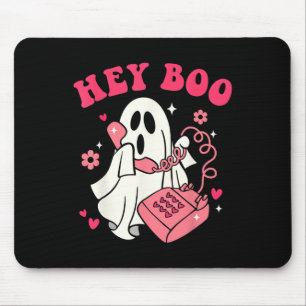 Groovy Hey Boo Cute Ghost Funny Halloween Mens Wom Mouse Pad