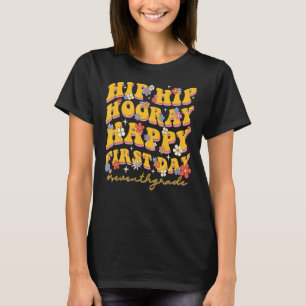 Groovy Hip Hooray Happy First Day 7th Grade School T-Shirt