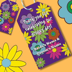 Groovy hippie 70's wedding favour label hippy styl