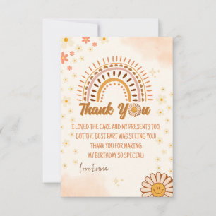 groovy hippie Bright & Stylish birthday Thank You Card