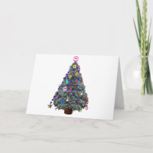 Groovy Hippie Christmas Tree Holiday Card