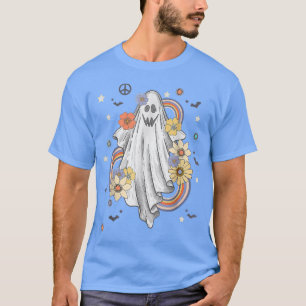 Groovy Hippie Decorations Floral Ghost Halloween T-Shirt