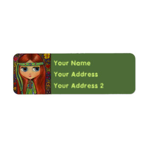 Groovy Hippie Girl in Green Peace Sign Cute