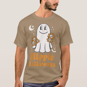 Groovy Hippie Halloween Costume Retro Floral Ghost T-Shirt