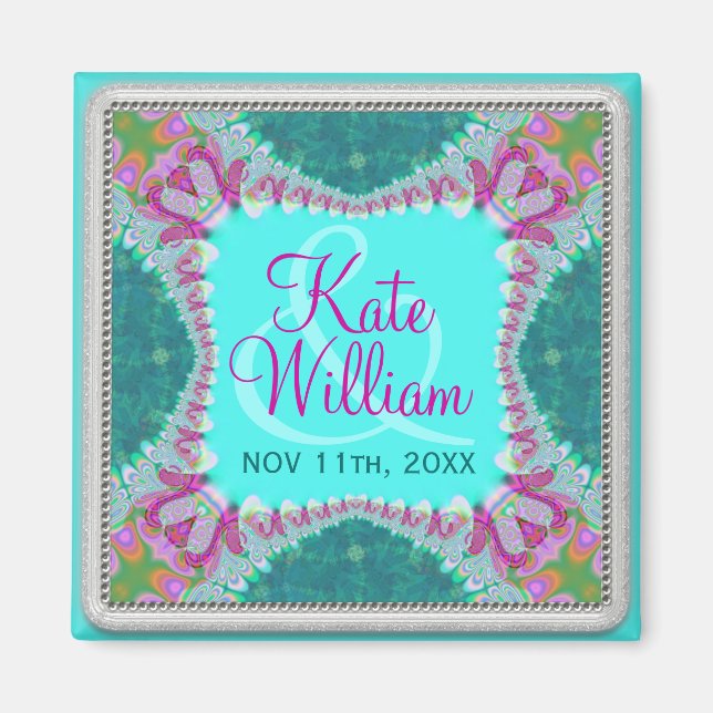 Groovy Hippie Happy Save the Date Magnet (Front)