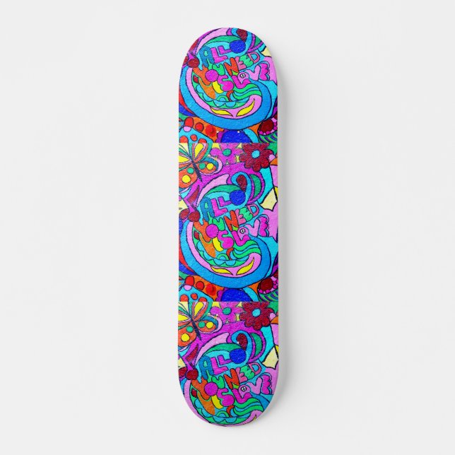 groovy hippie love skateboard (Front)