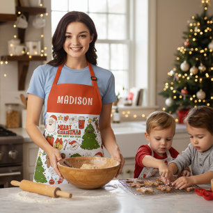 Groovy Hippie Retro Merry Christmas Santa Funny Apron