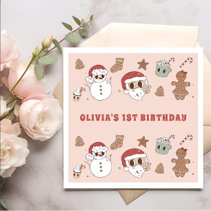 Groovy Hippie Santa Christmas Birthday Napkin