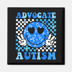 Groovy Hippie Smile Advocate Autism Awareness Men Magnet