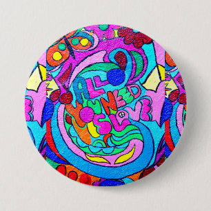 groovy hippie style love button