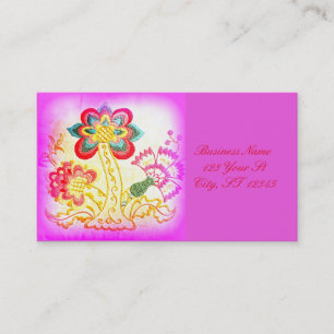 groovy hippie-style palm tree pink business card
