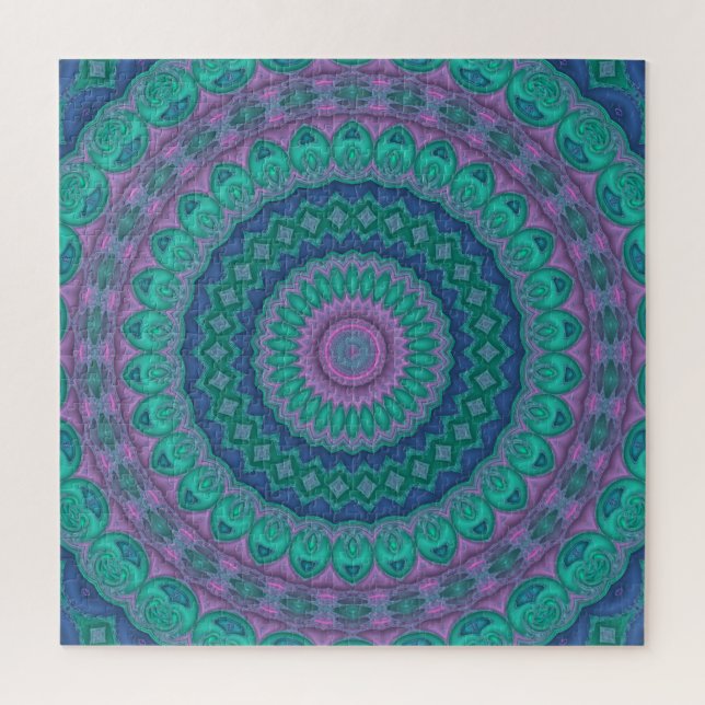 Groovy Hippie Trippy Colorful Jewel Tone Mandala Jigsaw Puzzle (Vertical)