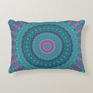 Groovy Hippie Trippy Colourful Jewel Tone Mandala Decorative Cushion