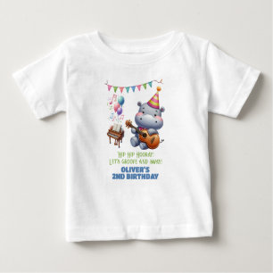"Groovy Hippo Birthday Bash Bonanza!" Invitation Baby T-Shirt