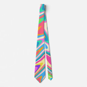 Groovy Hipster Retro Rainbow Surface Pattern Tie