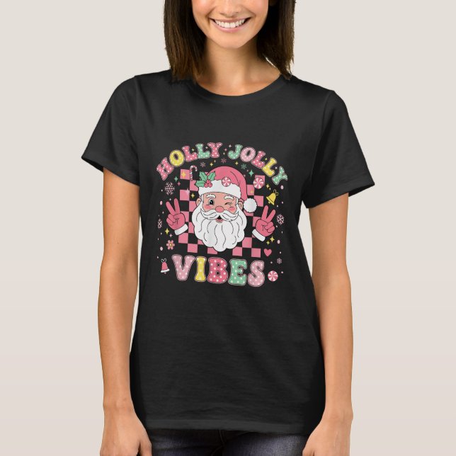 Groovy Holly Xmas Jolly Vibes Nk Christmas Santa M T-Shirt (Front)