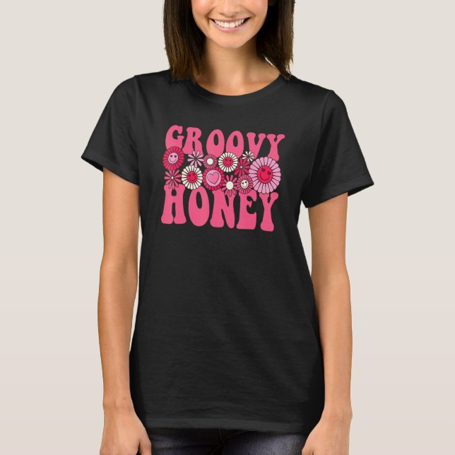 Groovy Honey Retro Happy Valentine's Day Flower He T-Shirt (Front)