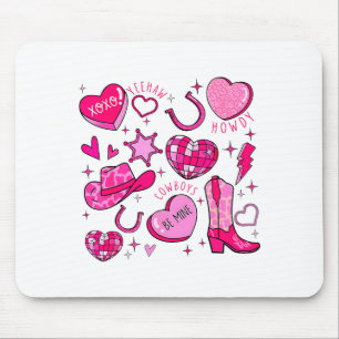 Groovy Howdy Valentine Western Valentines Day Cowb Mouse Pad