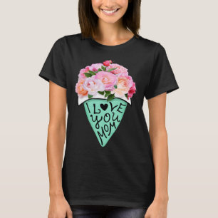 Groovy I Love You Mum Flower Bouquet Mother Day Ma T-Shirt