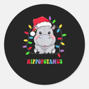 Groovy I Want A Hiptamus For Christmas Xmas Hip Lo Classic Round Sticker
