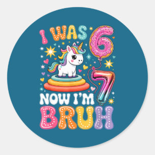 Groovy I Was 6 Now I'm 7 Funny 6 7 Six Seven Meme Classic Round Sticker