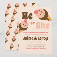 Groovy Ice Cream Cones Gender Reveal He or She