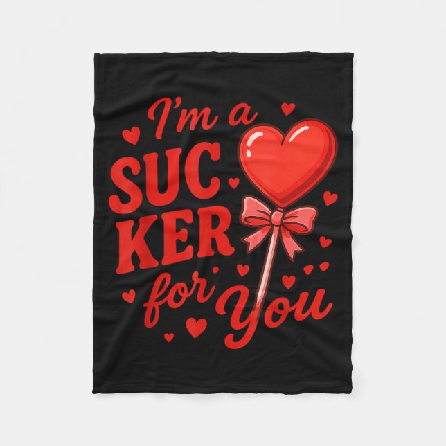 Groovy I'm A Sucker For You Retro Heart Candy Vale Fleece Blanket (Front)