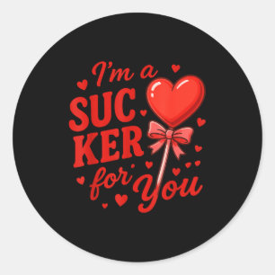 Groovy Im A Sucker For You Retro Heart Candy Valen Classic Round Sticker