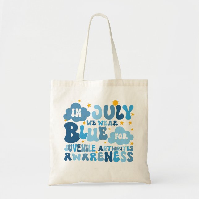 Groovy In July We Wear Blue Juvenile Arthritis Awa Tote Bag (Front)