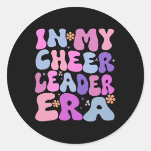 Groovy In My Cheer Leader Era Cheerleader Cheerlea Classic Round Sticker