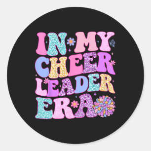 Groovy In My Cheer Leader Era Youth Cheerleader Ch Classic Round Sticker