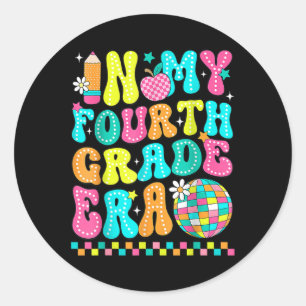 Groovy In My Fourth Grade Era 4th Grade Back To Sc Classic Round Sticker