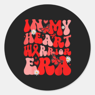 Groovy In My Heart Warrior Era Heart Disease Aware Classic Round Sticker