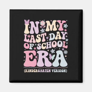 Groovy In My Last Day Of School Era Kindergarten T Magnet