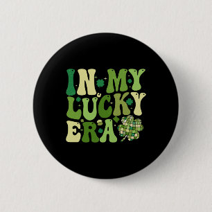 Groovy In My Lucky Era St Patrick's Day Shamrock L 6 Cm Round Badge