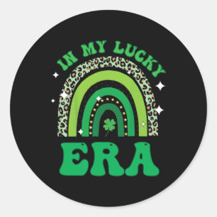 Groovy In My Lucky Era St Patricks Day Shamrock Lu Classic Round Sticker