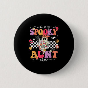 Groovy In My Spooky Aunt Era Retro Auntie Hallowee 6 Cm Round Badge