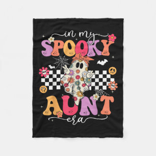 Groovy In My Spooky Aunt Era Retro Auntie Hallowee Fleece Blanket