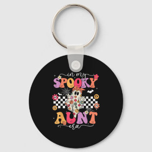 Groovy In My Spooky Aunt Era Retro Auntie Hallowee Key Ring
