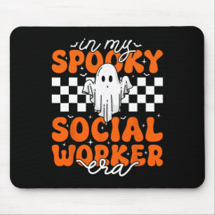 Groovy In My Spooky Social Worker Era Cute Ghost H Mouse Pad