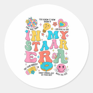Groovy In My Starr Era Testing Day Teacher Kids Mo Classic Round Sticker