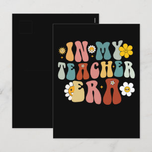 Groovy In My Teacher Era Back to School Teacher Holiday Postcard