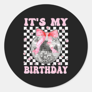 Groovy It's My Birthday Teens Girls Disco Ball Coq Classic Round Sticker
