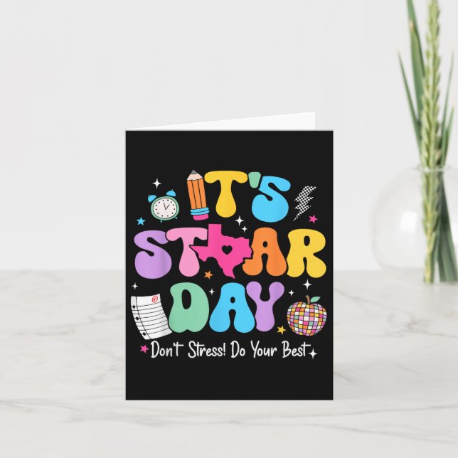 Groovy Its Staar Day Dont Stress Do Your Best Test Card (Front)