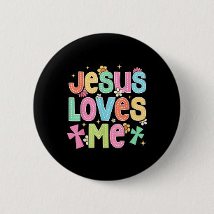 Groovy Jesus Loves Me Biblical Christian Church 6 Cm Round Badge