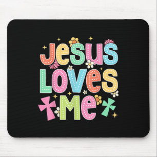 Groovy Jesus Loves Me Biblical Christian Church Mouse Pad