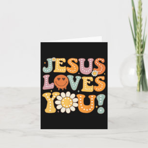 Groovy Jesus Loves You Kids Women Religious Faith Card