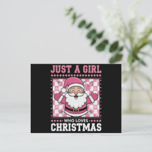 Groovy Just A Girl Who Loves Christmas Xmas Santa Holiday Postcard